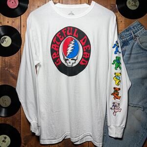 Grateful Dead Long Sleeve Tee Ripple Junction White Dancing Bears Sleeve Size M